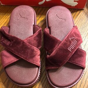 Puma Burgundy Velvet Slides